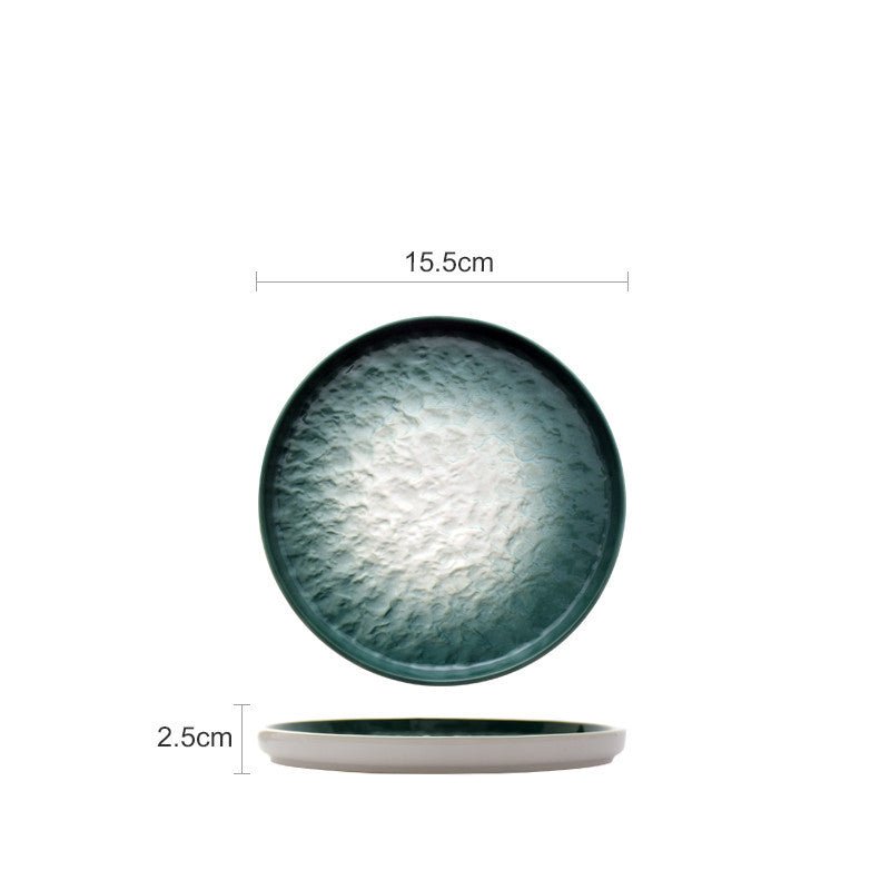 Gradient Emerald Steak Plate Stone Pattern Pasta Plate Western Plate Round Plate Restaurant Home - Hearth & Lume