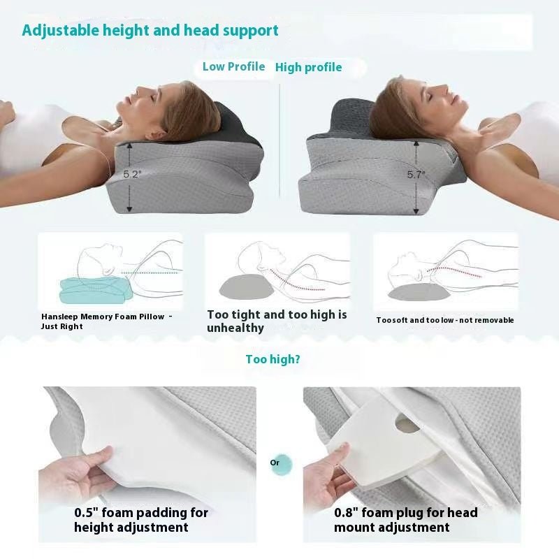 Memory Cotton Pillow Cervical Support Does Not Collapse - Hearth & Lume