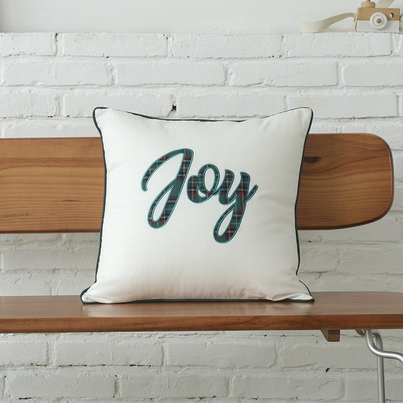 Polyester - cotton Canvas Christmas Green Plaid Pillow Cover - Hearth & Lume