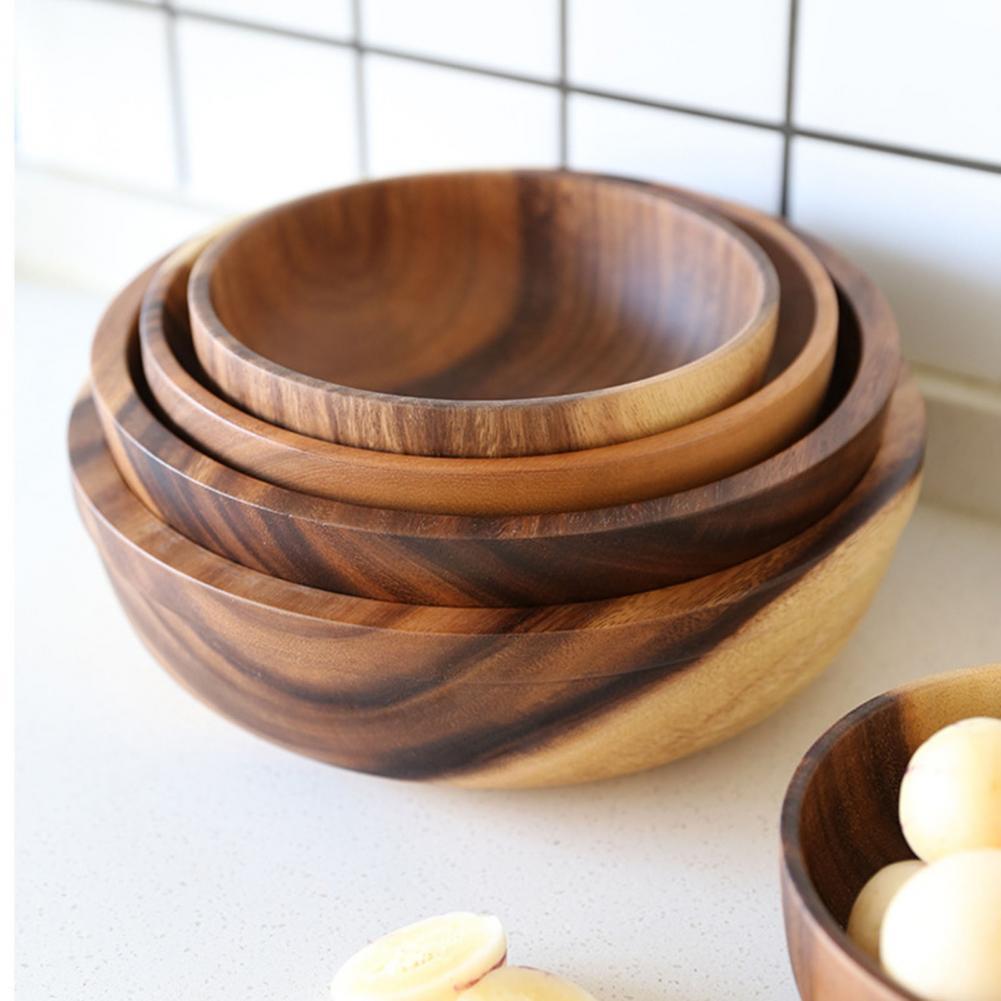Kitchen Natural Wooden Bowl Household Fruit Bowl Salad Bowl - Hearth & Lume