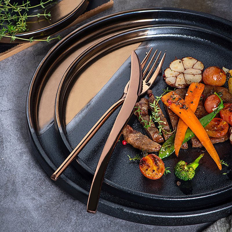 Creative Black Gold Ceramic Plate Household Dishes - Hearth & Lume