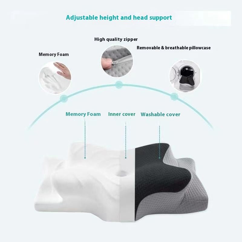 Memory Cotton Pillow Cervical Support Does Not Collapse - Hearth & Lume