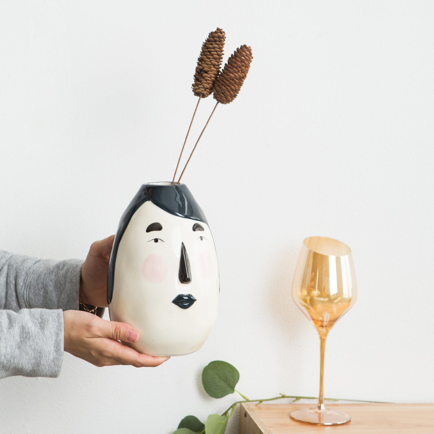 Ceramic Art Face Vase Living Room - Hearth & Lume