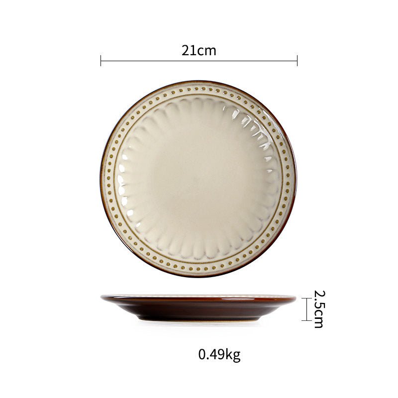 Ceramic Plate Flat Plate Creative Dish Plate Japanese Vintage Tableware - Hearth & Lume