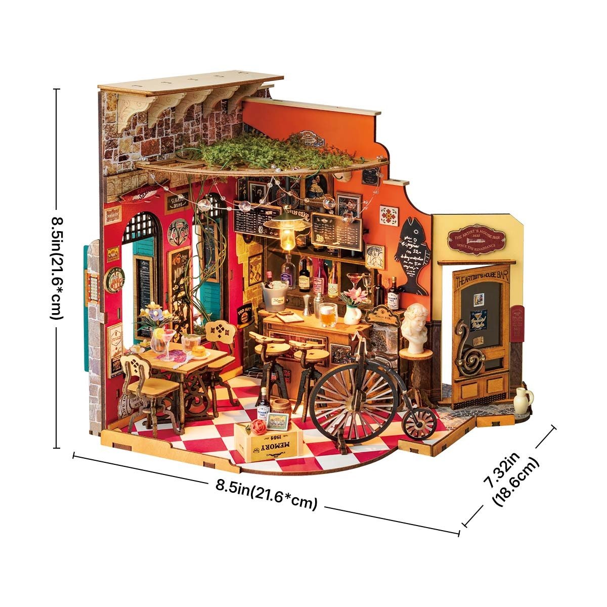 Rolife DIY Mini Bar Dollhouse Kit - 3D Puzzle Cheers Pub & Book Nook - Hearth & Lume