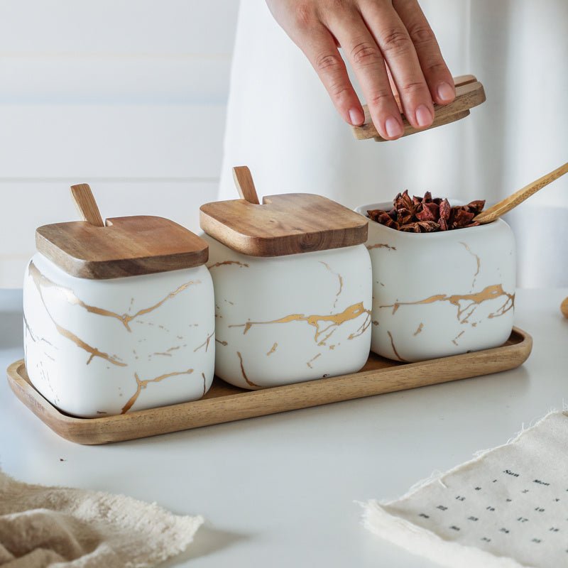 Nordic Gold Marble Jar Set - Hearth & Lume