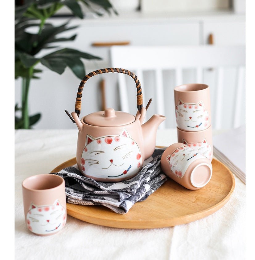 Creative Hand - painted Lucky Cat Ceramic Tea Set - Hearth & Lume