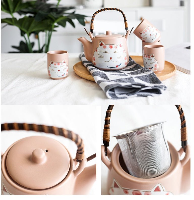 Creative Hand - painted Lucky Cat Ceramic Tea Set - Hearth & Lume