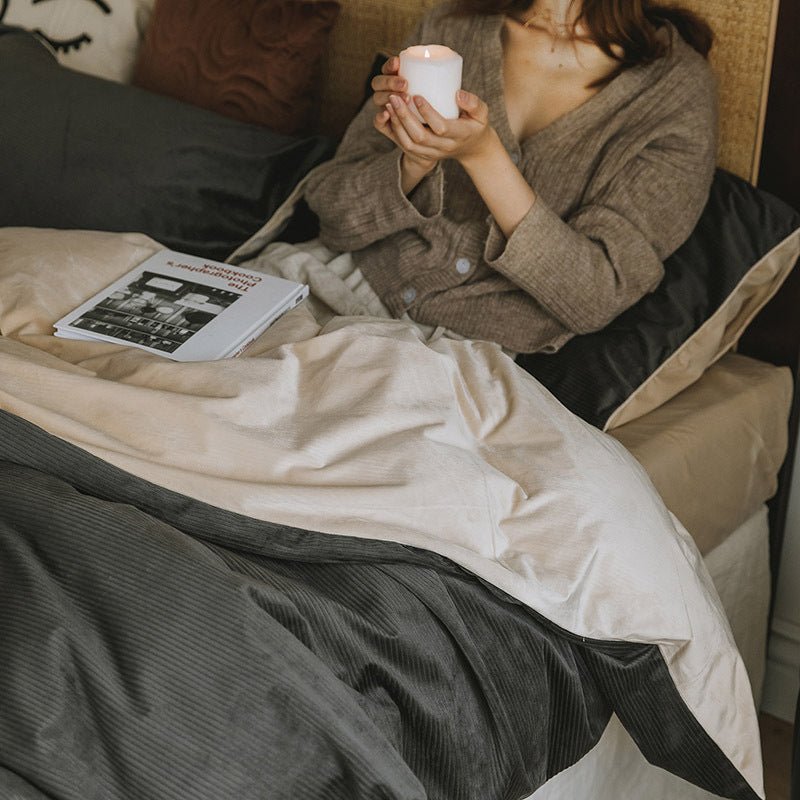 Winter Milk Fleece Four - piece Bedding Set - Hearth & Lume