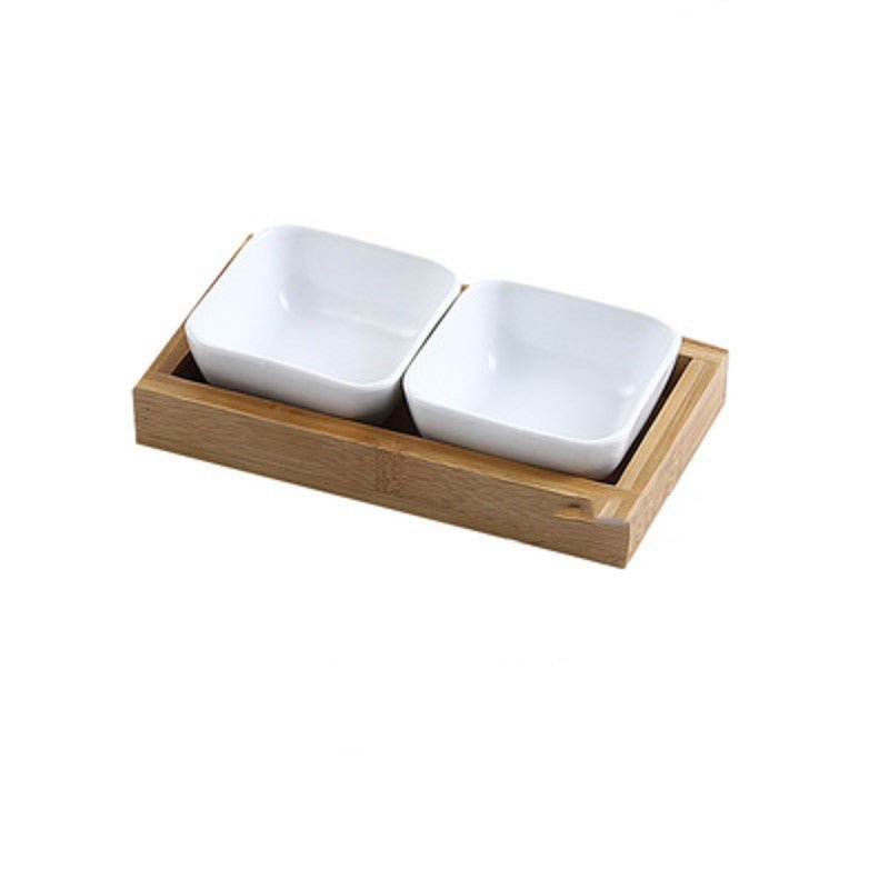 Japan Style Ceramic Fruits Plates with Bamboo Serving Tray - Hearth & Lume