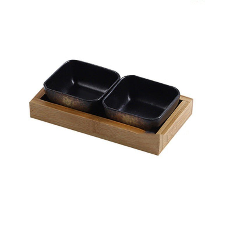 Japan Style Ceramic Fruits Plates with Bamboo Serving Tray - Hearth & Lume