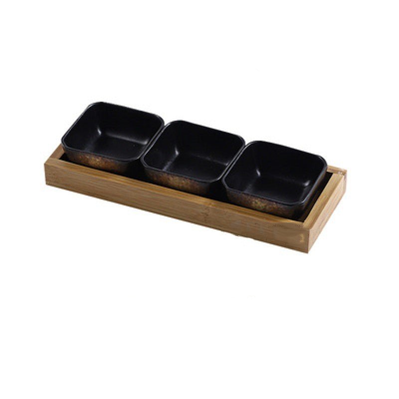 Japan Style Ceramic Fruits Plates with Bamboo Serving Tray - Hearth & Lume
