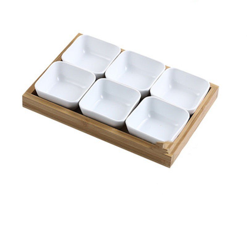 Japan Style Ceramic Fruits Plates with Bamboo Serving Tray - Hearth & Lume