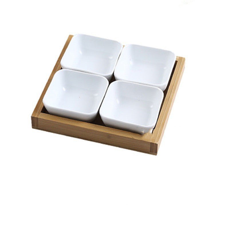 Japan Style Ceramic Fruits Plates with Bamboo Serving Tray - Hearth & Lume