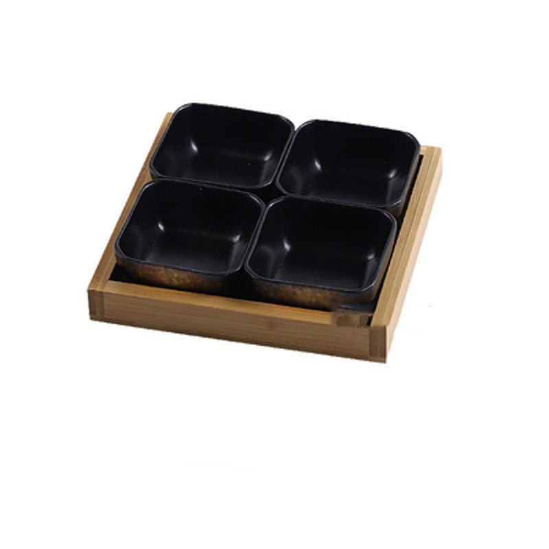 Japan Style Ceramic Fruits Plates with Bamboo Serving Tray - Hearth & Lume