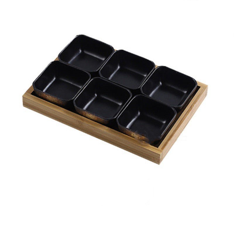 Japan Style Ceramic Fruits Plates with Bamboo Serving Tray - Hearth & Lume