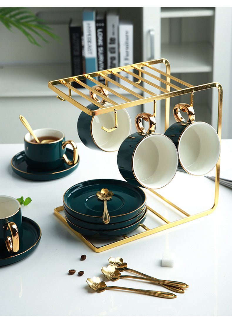 Coffee Cup And Saucer Set Ceramic Cup With Saucer And Spoon Cup Holder Set - Hearth & Lume