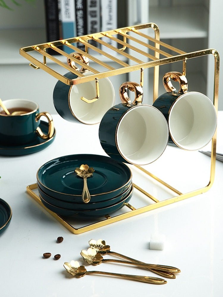 Coffee Cup And Saucer Set Ceramic Cup With Saucer And Spoon Cup Holder Set - Hearth & Lume