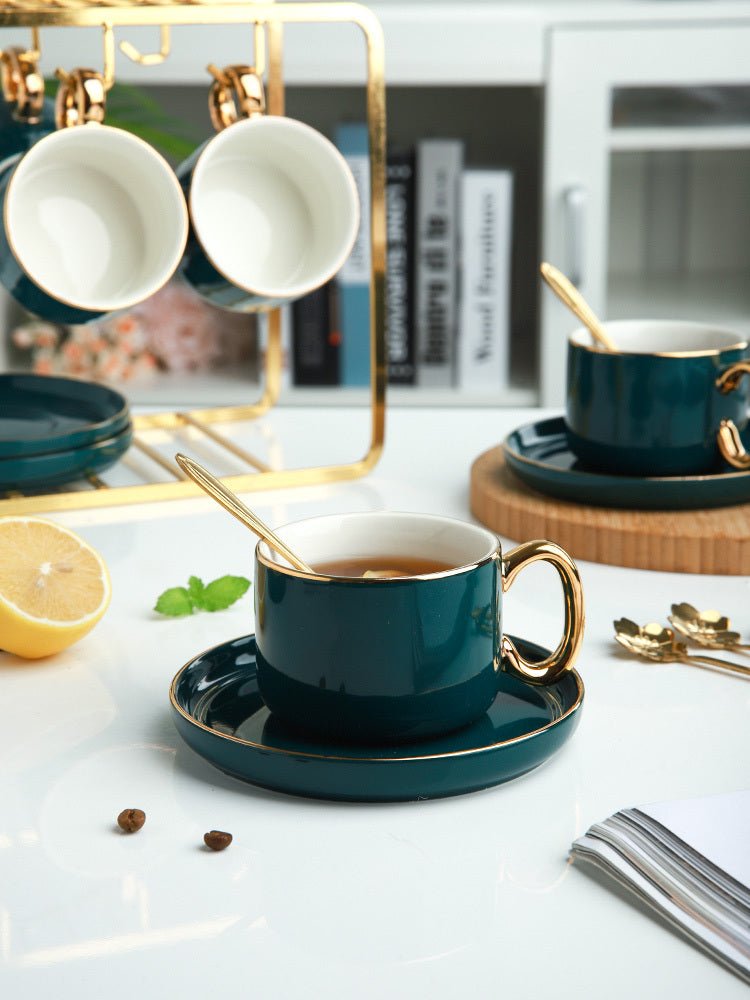 Coffee Cup And Saucer Set Ceramic Cup With Saucer And Spoon Cup Holder Set - Hearth & Lume