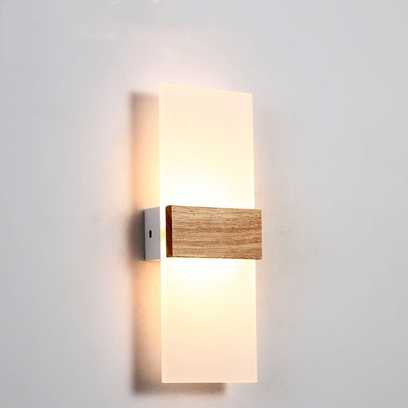 Wooden LED Wall Lamp Simple Modern Living Room Study Bedroom Bedside Lamp - Hearth & Lume