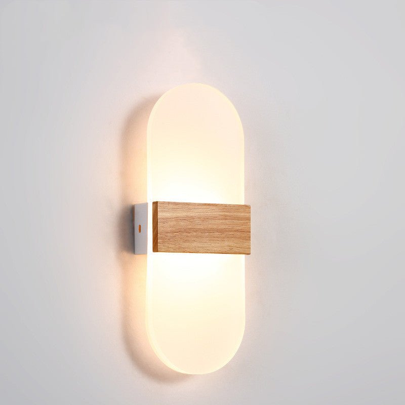 Wooden LED Wall Lamp Simple Modern Living Room Study Bedroom Bedside Lamp - Hearth & Lume