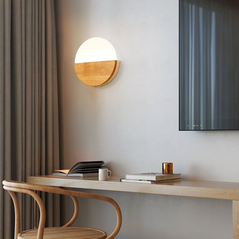 Wooden LED Wall Lamp Simple Modern Living Room Study Bedroom Bedside Lamp - Hearth & Lume