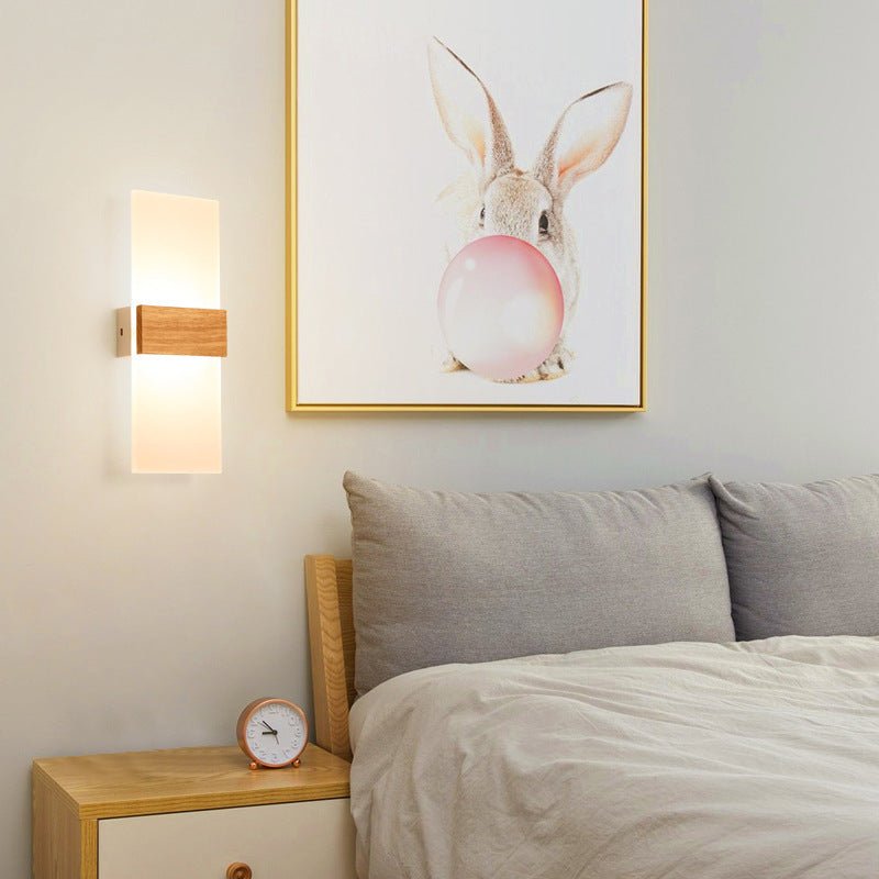 Wooden LED Wall Lamp Simple Modern Living Room Study Bedroom Bedside Lamp - Hearth & Lume