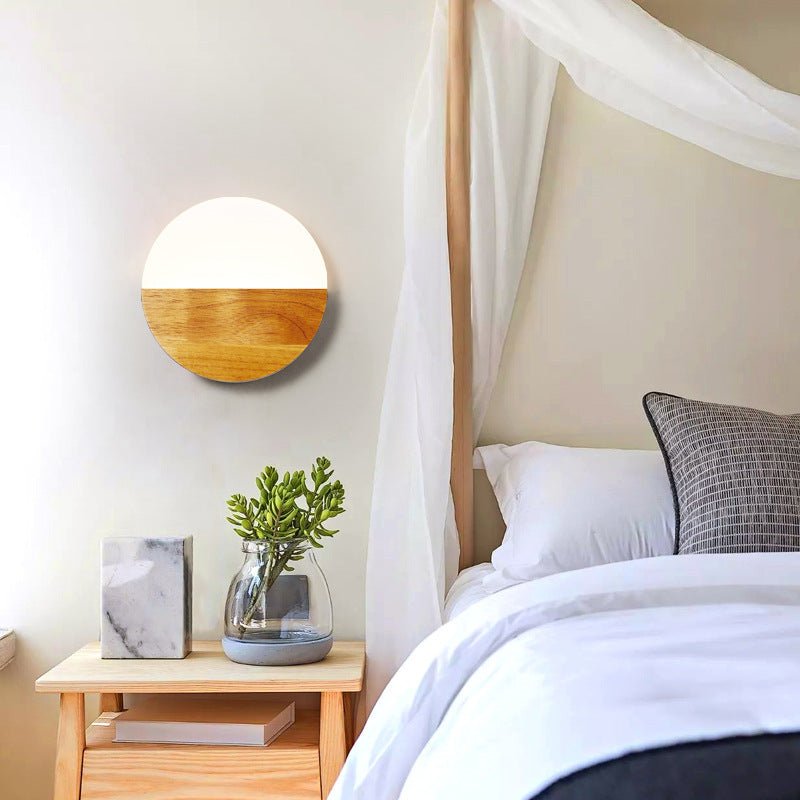 Wooden LED Wall Lamp Simple Modern Living Room Study Bedroom Bedside Lamp - Hearth & Lume