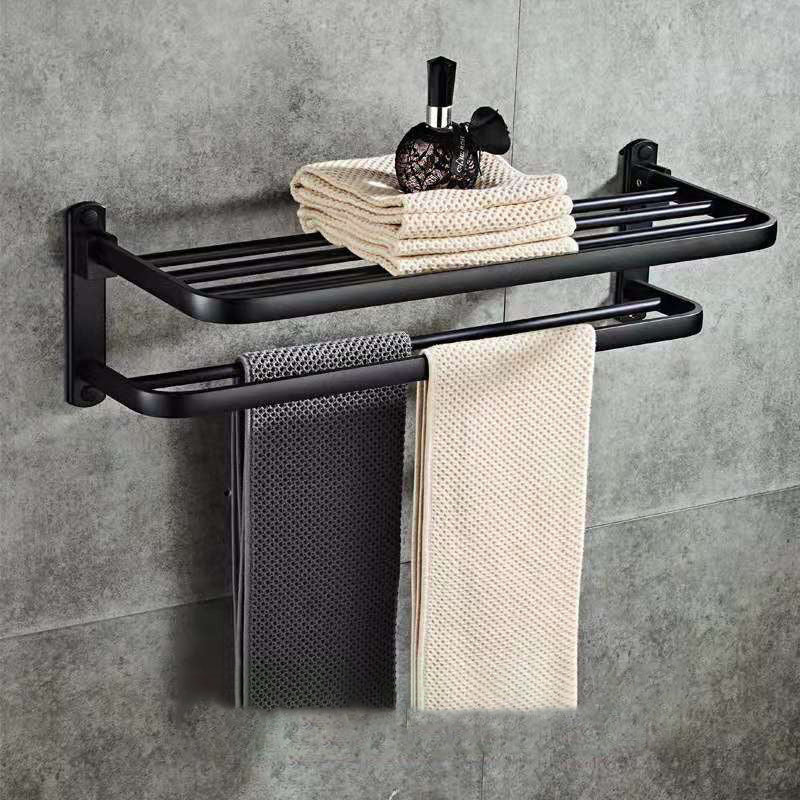 Perforated Space Aluminum Bathroom Folding Shelf Bathroom - Hearth & Lume