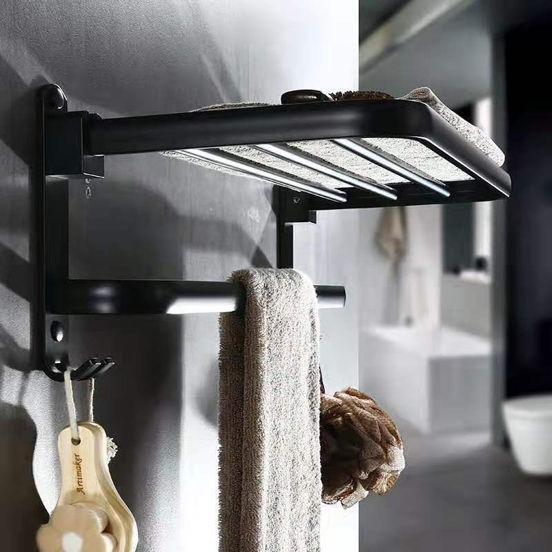 Perforated Space Aluminum Bathroom Folding Shelf Bathroom - Hearth & Lume