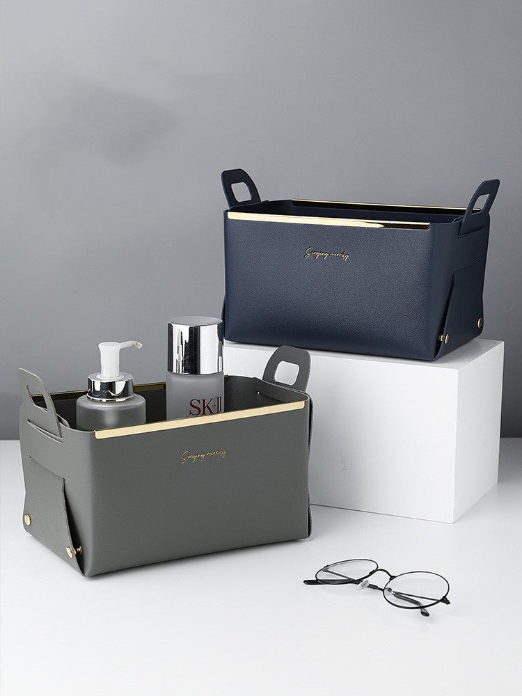 Nordic Desktop PU Leather Large Storage Box Folding - Hearth & Lume