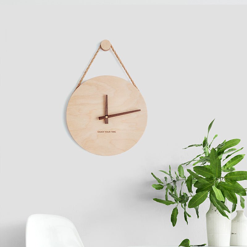 Wooden Sling Creative Wall Clock Nordic Home Living Room Clock Decoration - Hearth & Lume