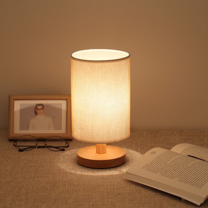 Simple and modern Nordic bedroom bedside lamp wooden dimmable LED warm light - Hearth & Lume