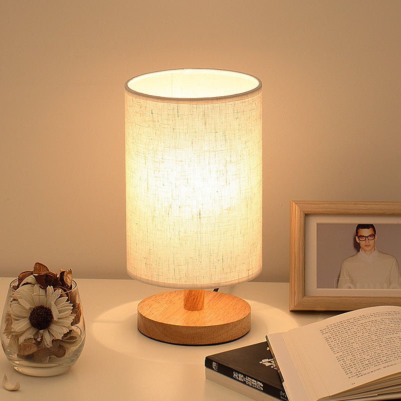 Simple and modern Nordic bedroom bedside lamp wooden dimmable LED warm light - Hearth & Lume