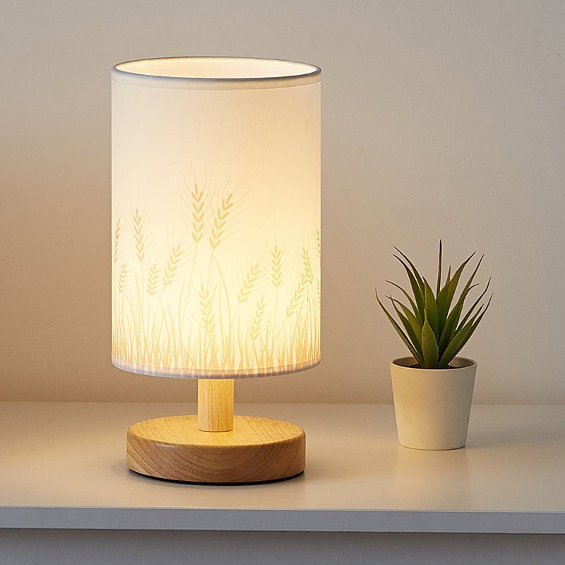 Simple and modern Nordic bedroom bedside lamp wooden dimmable LED warm light - Hearth & Lume