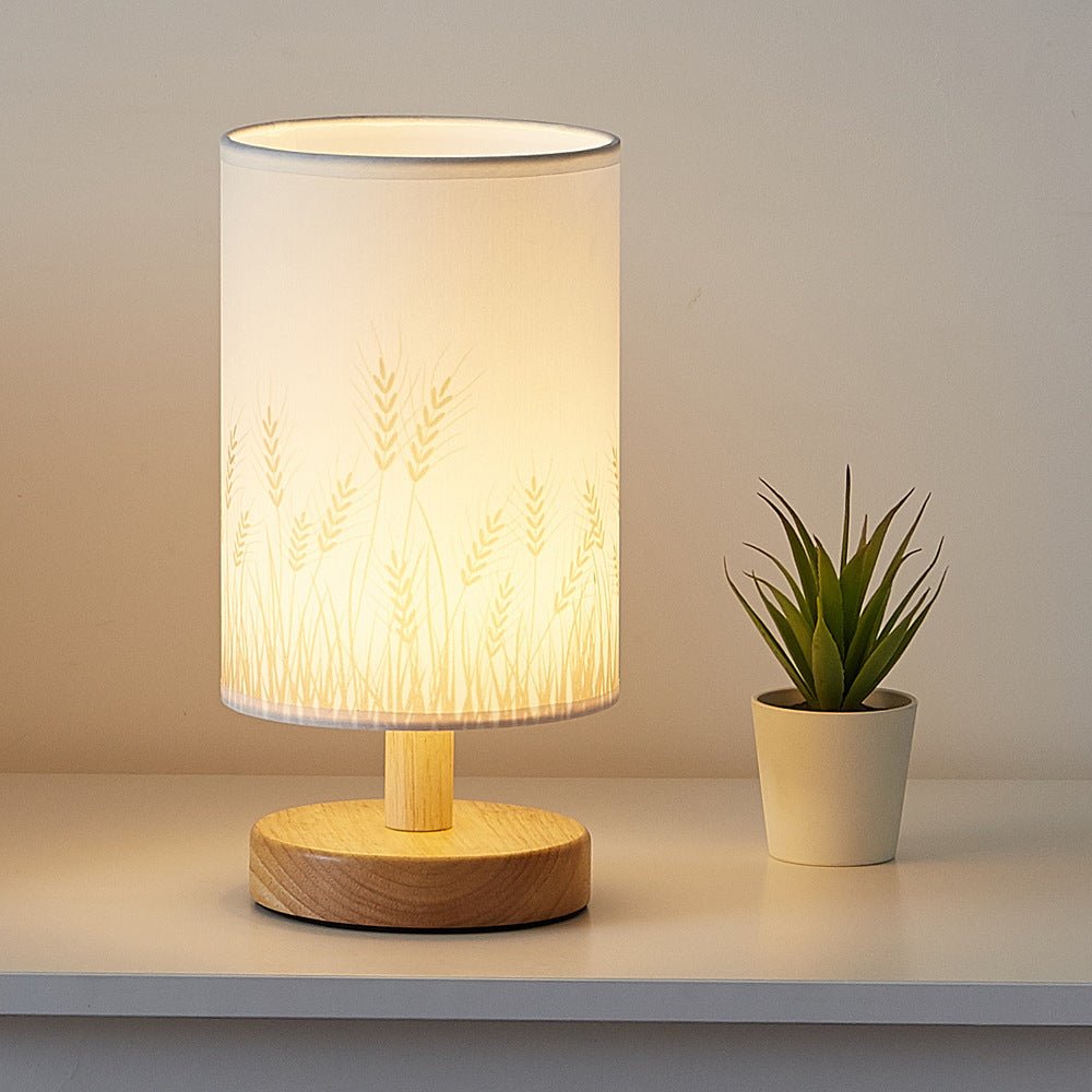Simple and modern Nordic bedroom bedside lamp wooden dimmable LED warm light - Hearth & Lume