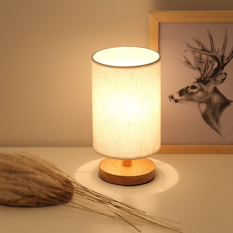 Simple and modern Nordic bedroom bedside lamp wooden dimmable LED warm light - Hearth & Lume