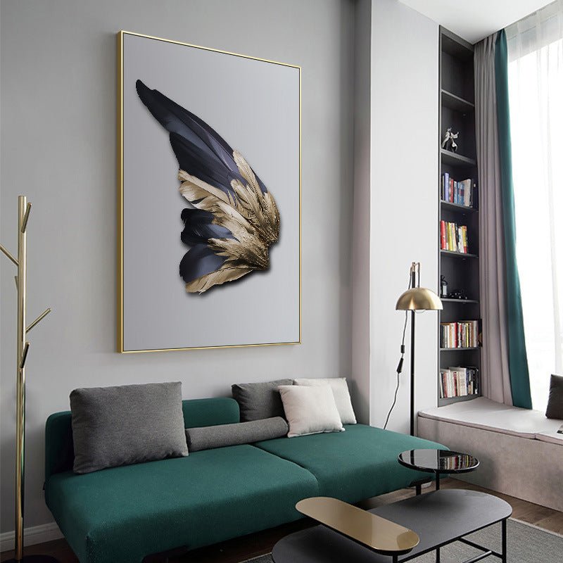 Nordic Ins Light Luxury Feather Living Room Sofa Background Wall Decorative Painting - Hearth & Lume