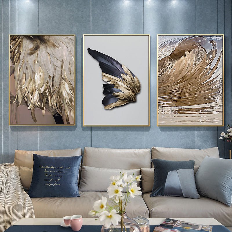 Nordic Ins Light Luxury Feather Living Room Sofa Background Wall Decorative Painting - Hearth & Lume