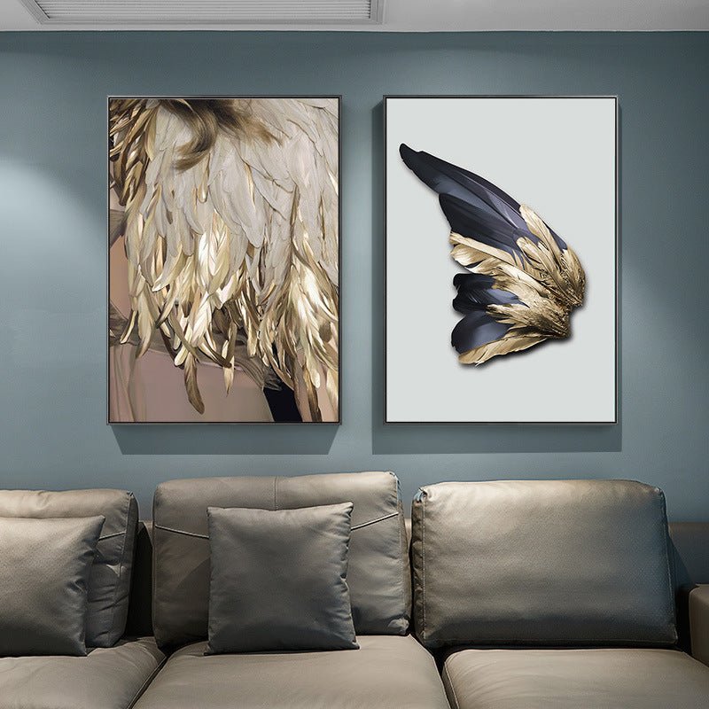 Nordic Ins Light Luxury Feather Living Room Sofa Background Wall Decorative Painting - Hearth & Lume