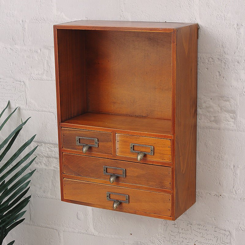 No Hole Wooden Wall Shelf Wall Decoration Wall Cabinet Creative Lattice Storage Cabinet Living Room Bedroom Storage Rack - Hearth & Lume