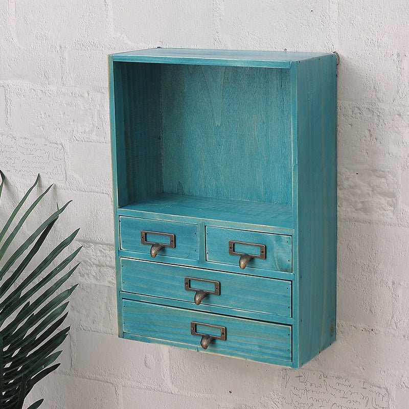 No Hole Wooden Wall Shelf Wall Decoration Wall Cabinet Creative Lattice Storage Cabinet Living Room Bedroom Storage Rack - Hearth & Lume