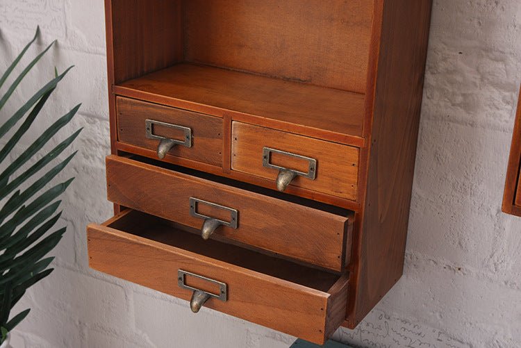 No Hole Wooden Wall Shelf Wall Decoration Wall Cabinet Creative Lattice Storage Cabinet Living Room Bedroom Storage Rack - Hearth & Lume