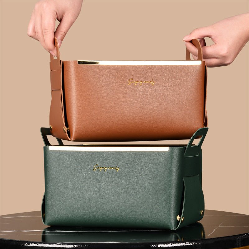 Leather Storage Box With Handle Storage Basket - Hearth & Lume