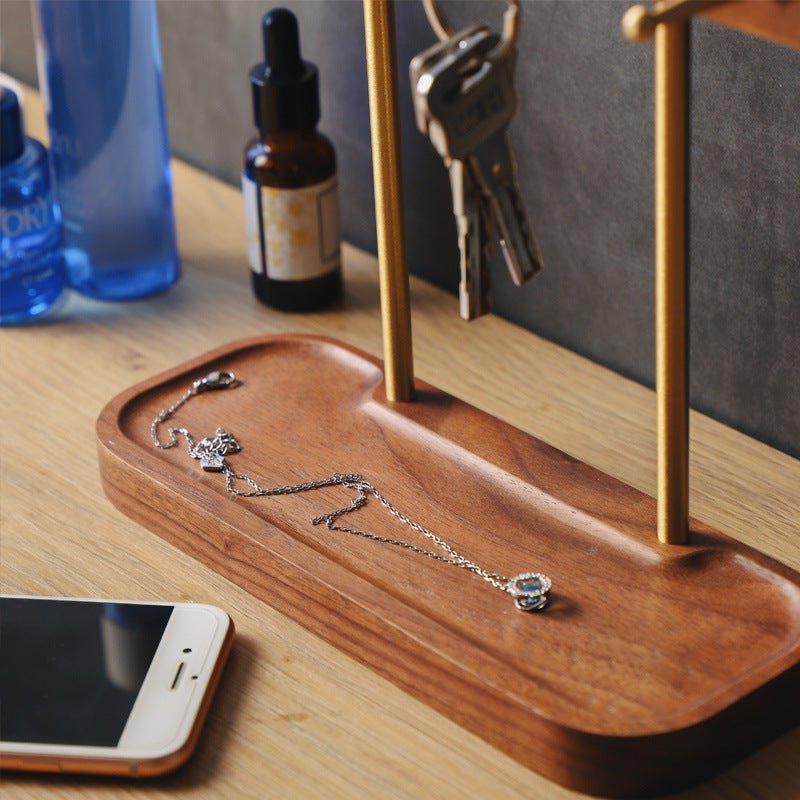 Black Walnut Storage Rack Solid Wood Jewelry Box Entry Key Storage Rack - Hearth & Lume