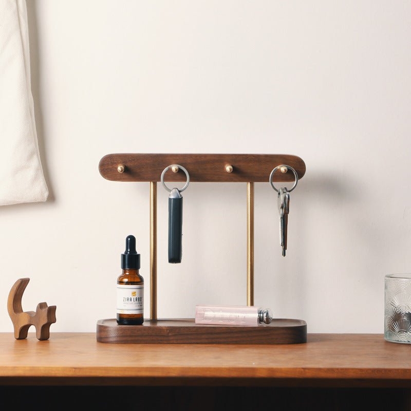 Black Walnut Storage Rack Solid Wood Jewelry Box Entry Key Storage Rack - Hearth & Lume