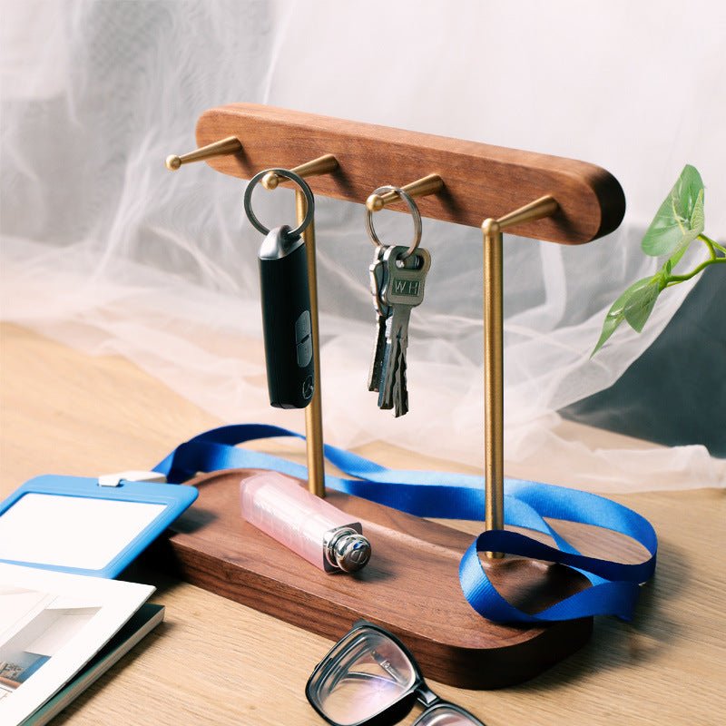 Black Walnut Storage Rack Solid Wood Jewelry Box Entry Key Storage Rack - Hearth & Lume
