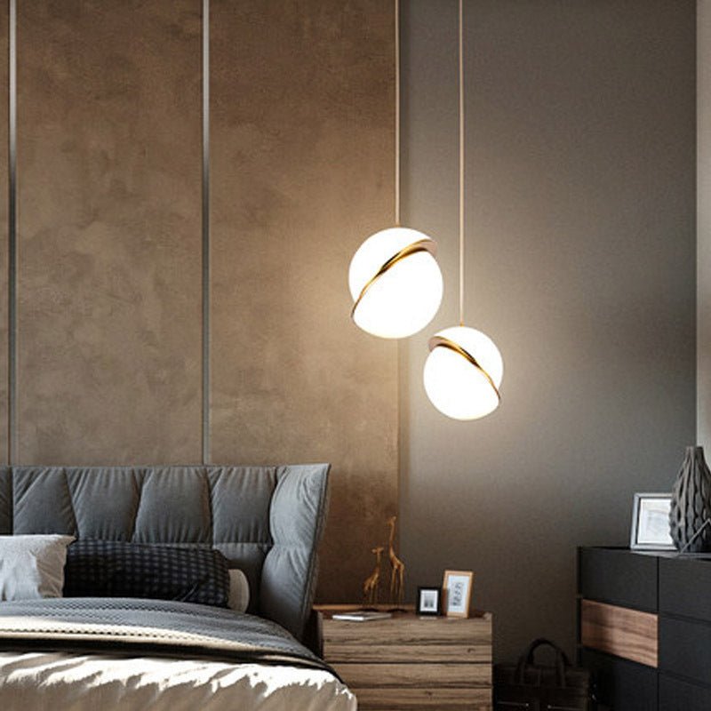 Nordic Modern Pendant Lights Decor Golden LED Hanging Lamp Fixture White Ball Lampshade - Hearth & Lume