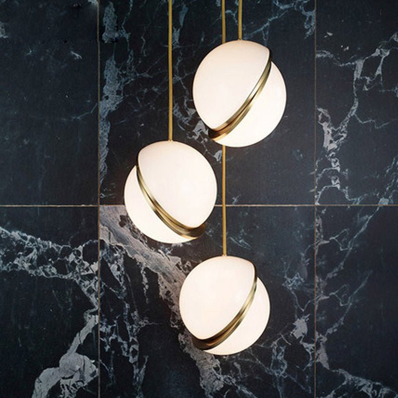 Nordic Modern Pendant Lights Decor Golden LED Hanging Lamp Fixture White Ball Lampshade - Hearth & Lume