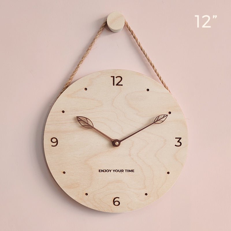 Wooden Sling Creative Wall Clock Nordic Home Living Room Clock Decoration - Hearth & Lume